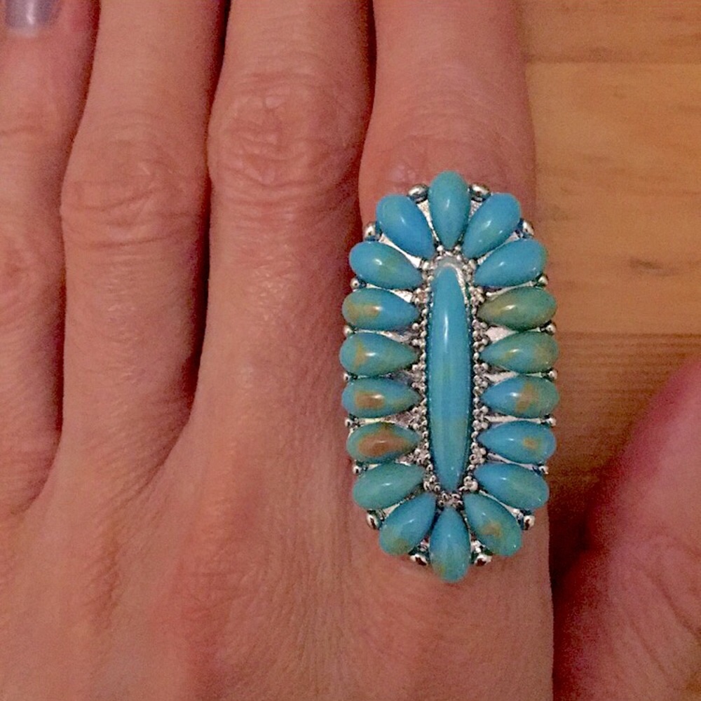 Turquoise Boho Statement Ring - Picture 7 of 7
